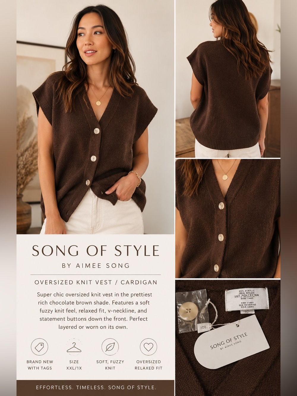 Song of Style Rich Chocolate Brown V-Neck Knit Vest